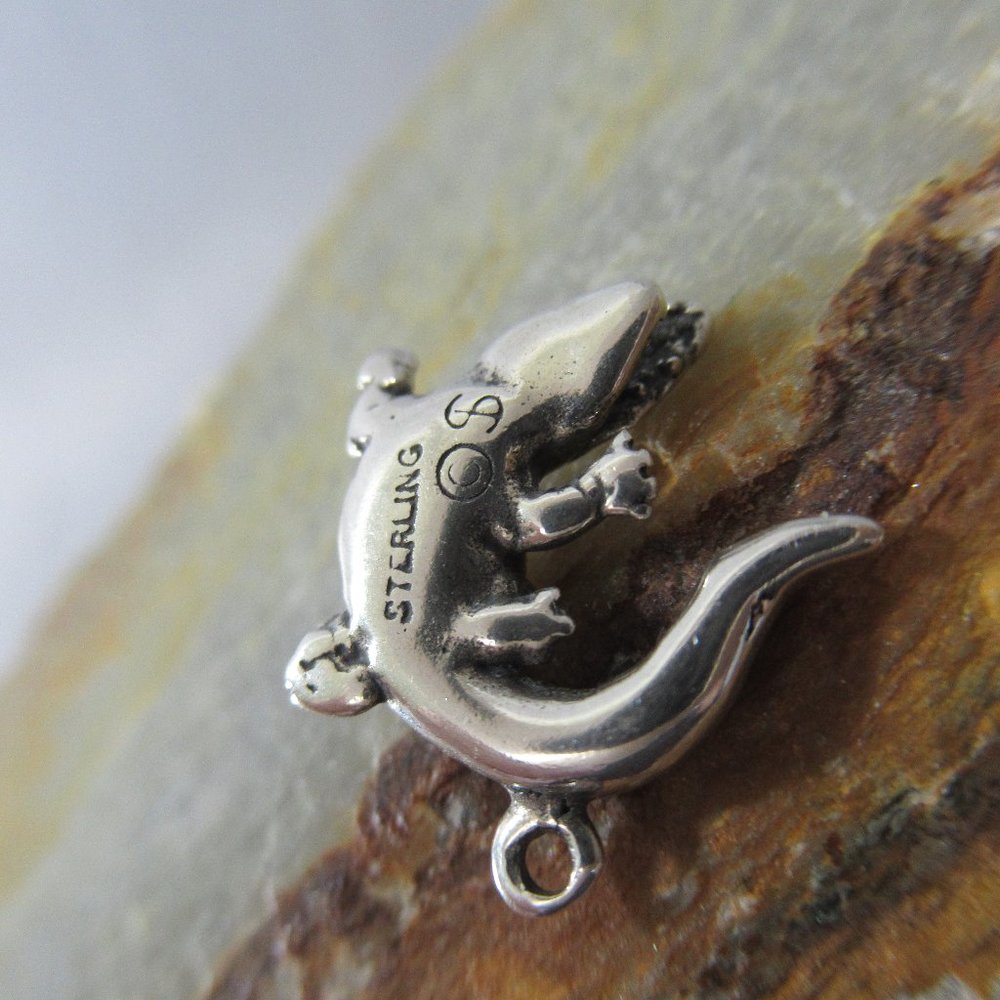 Wild Crocodile Charm, Artisan Cast Sterling Silver - Picture 4 of 6